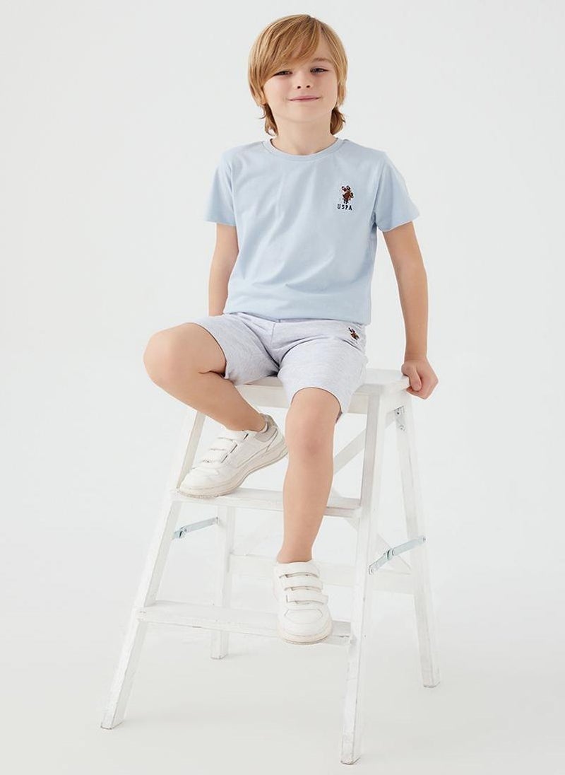 U.S. Polo Assn. U.S. Polo Assn. Boys Light Blue/Grey Bermuda Set  - Image 1