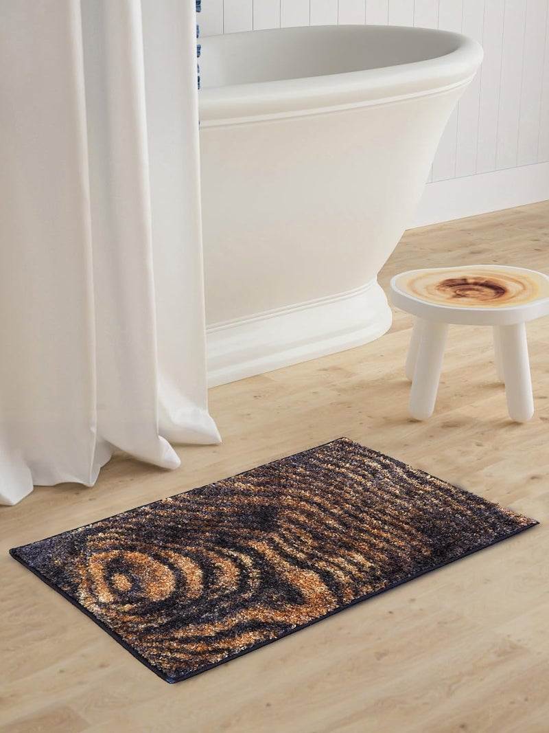 BIANCA Super Soft Designer Anti Slip Bath Mat -1pc Large (spa) Abstract-Brown/Beige - Image 1