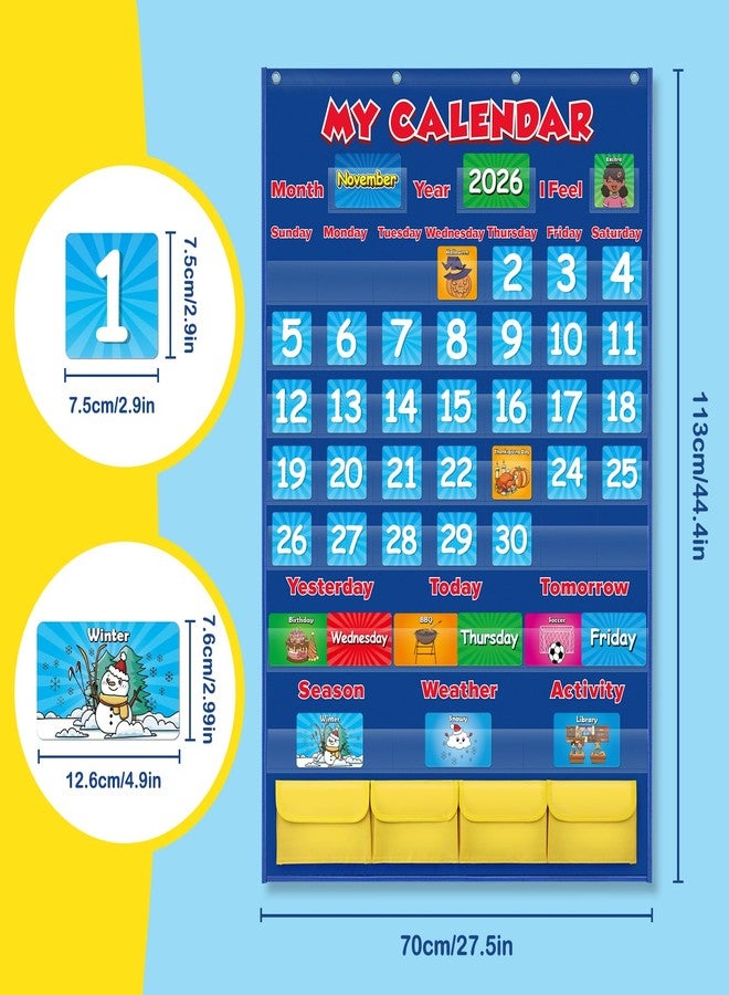 Aizweb Classroom Calendar Pocket Chart,Monthly Calendar for Kid Preschool Kindergarten Classroom Elementary Must Haves,Classroom Decorations Decor,Homeschool Teacher Supplies,Back to School Supplies - Image 3