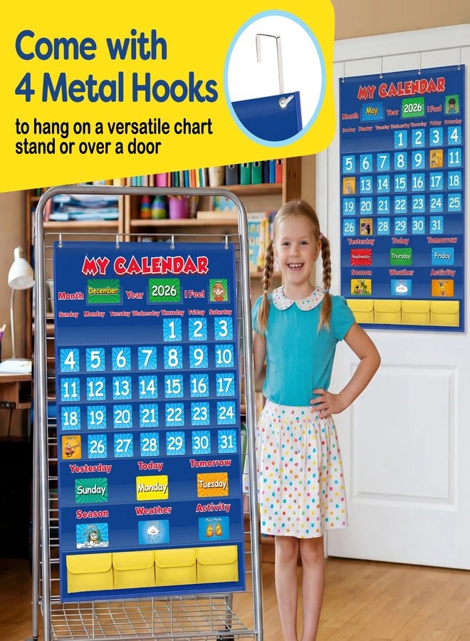 Aizweb Classroom Calendar Pocket Chart,Monthly Calendar for Kid Preschool Kindergarten Classroom Elementary Must Haves,Classroom Decorations Decor,Homeschool Teacher Supplies,Back to School Supplies - Image 4
