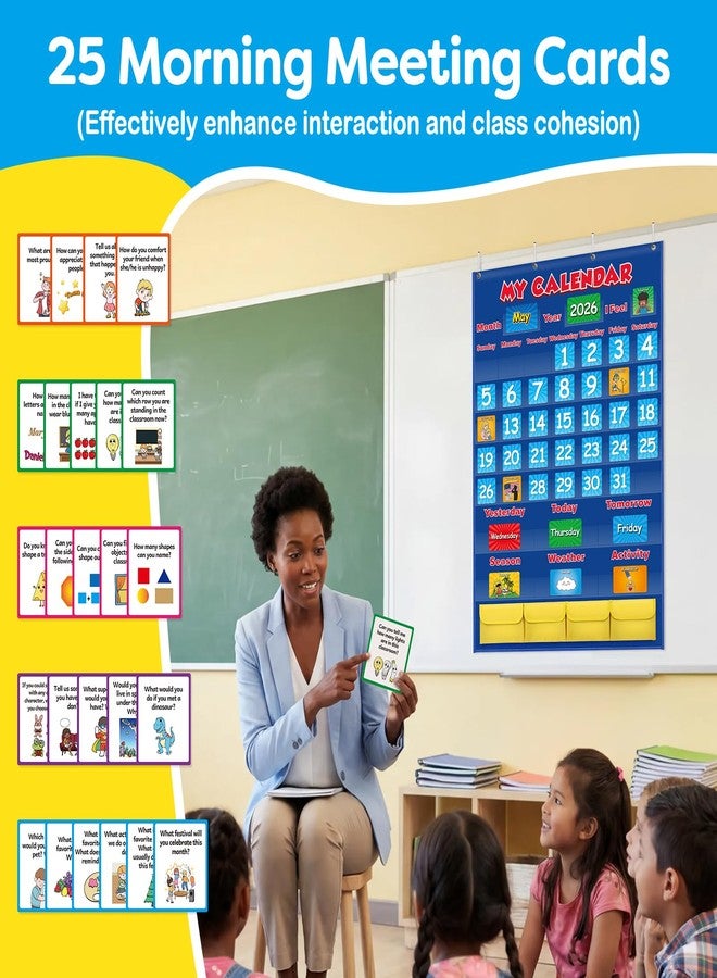Aizweb Classroom Calendar Pocket Chart,Monthly Calendar for Kid Preschool Kindergarten Classroom Elementary Must Haves,Classroom Decorations Decor,Homeschool Teacher Supplies,Back to School Supplies - Image 2