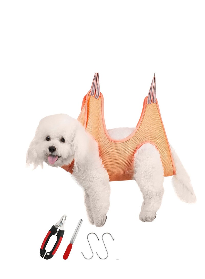 Dog Hammock, Pet Dog Grooming Hammock Harness for Cats & Dogs, Dog Sling for Grooming, Dog Hammock Restraint Bag with Nail Clippers/Trimmer, Nail File, Pet Comb, Ear/Eye Care