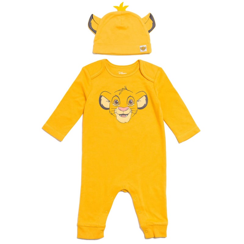 Disney Lion King Simba Infant Baby Boys Snap Cosplay Coverall and Hat Set Lion King 18 Months - Image 1