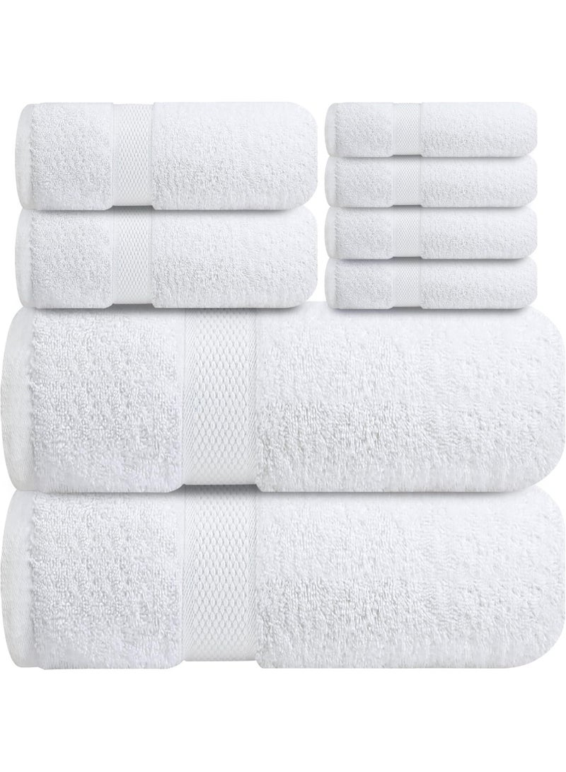 Xclusives Premium Bath Towels Set Pack of 8 | 100% Cotton Highly Absorbent Soft Towels | 2 Bath Towels, 2 Hand Towels & 4 Washcloths - Image 1