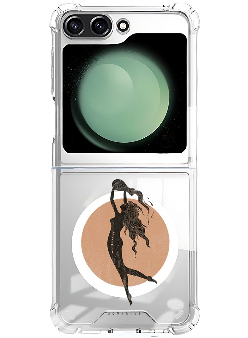 Theodor Magnetic Case for Samsung Galaxy Z Flip 6 Compatible with MagSafe Wireless Charging, Shockproof Phone Bumper Cover Aquarius - Image 1