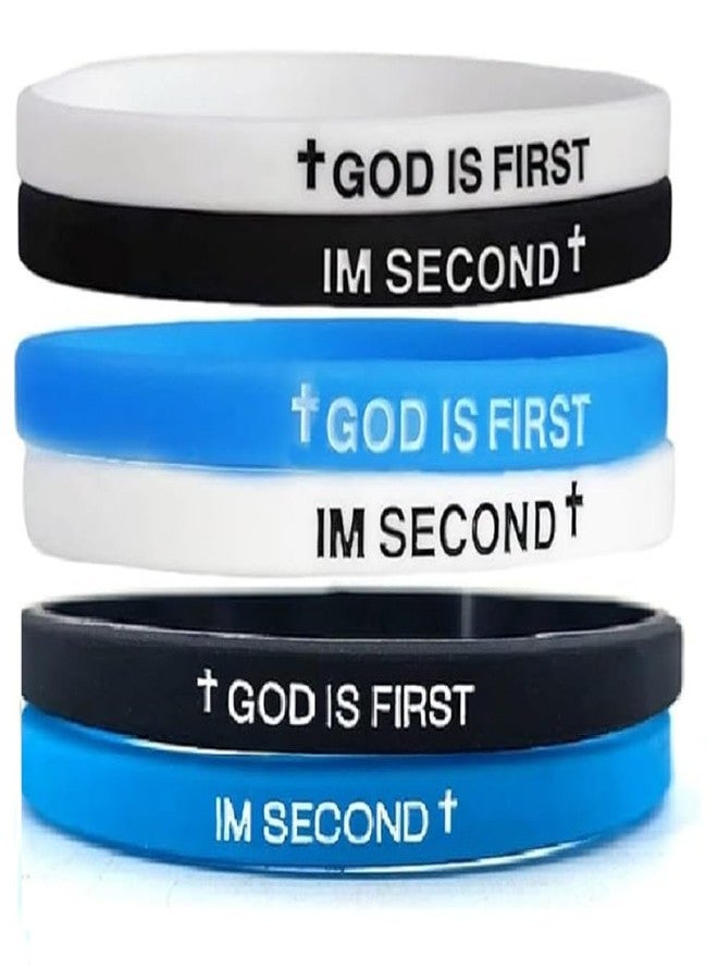 KZL GOD IS FIRST IM SECOND Inspirational Bracelets Christian Faith Rubber Bracelets for Women Men Engraved Bible Verses Cross Silicone Wristband Religious Jewelry Gifts -Set 2 - Image 1