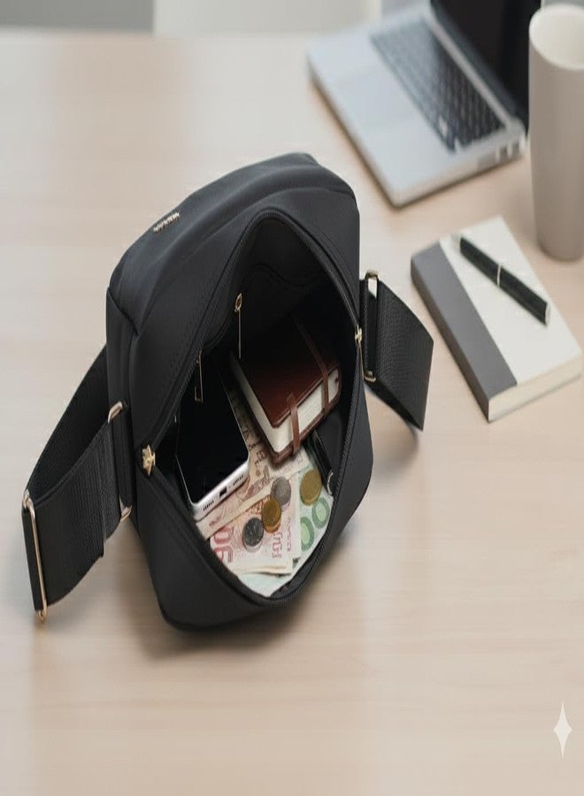 MISSTA Sling Bags for Women - Lightweight Luxury Black Crossbody Bag with Adjustable Strap | Stylish Small Shoulder Handbag for Daily Use (Black) - Image 2