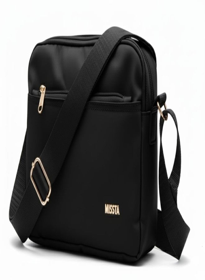 MISSTA Sling Bags for Women - Lightweight Luxury Black Crossbody Bag with Adjustable Strap | Stylish Small Shoulder Handbag for Daily Use (Black) - Image 1