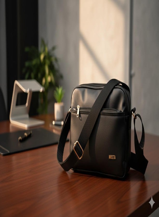 MISSTA Sling Bags for Women - Lightweight Luxury Black Crossbody Bag with Adjustable Strap | Stylish Small Shoulder Handbag for Daily Use (Black) - Image 4
