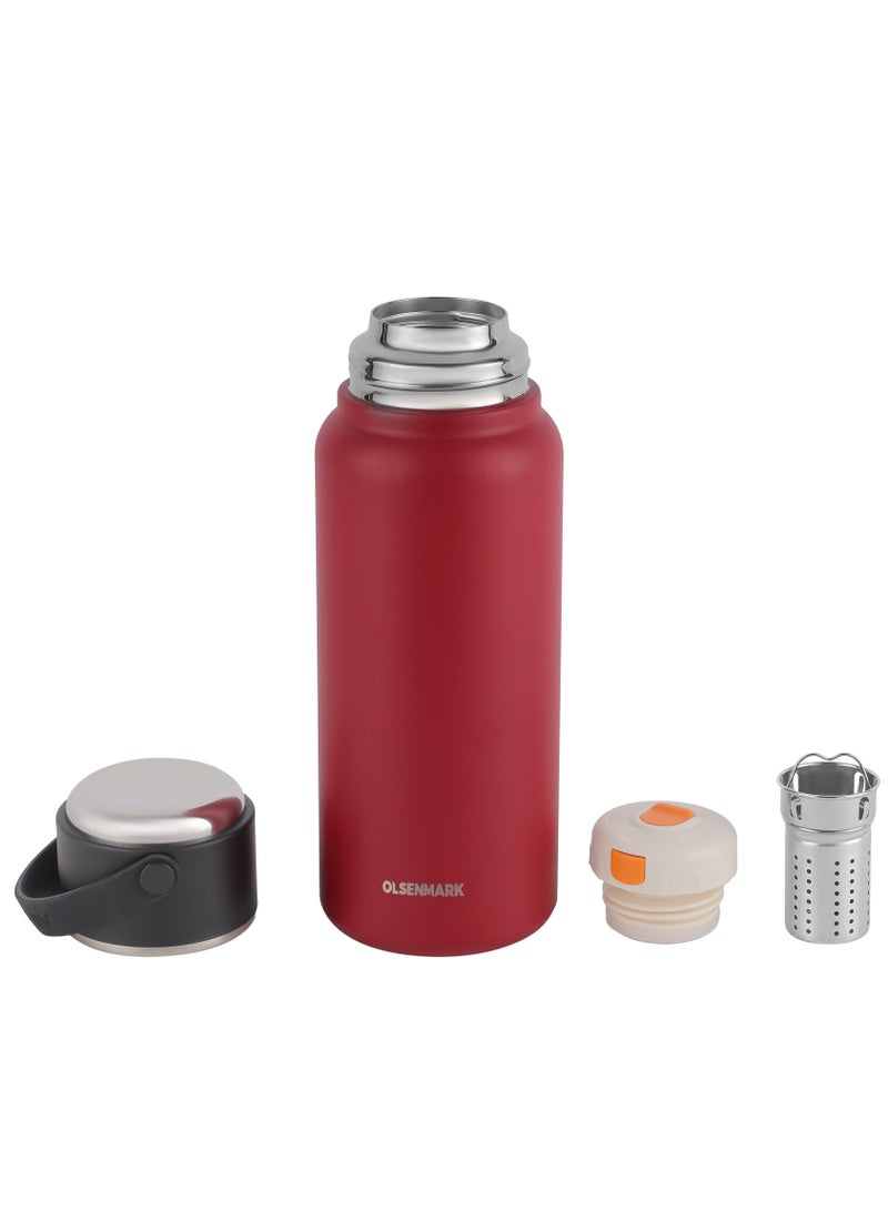 Olsenmark 1000 ml Stainless Steel Vacuum Bottle- OMVF7019, Hot and Cold Compatible, Preserves the Flavor and Freshness, Unbreakable, Portable, Leak-Resistant and Light-Weight - Image 3