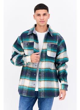 Sovereign Code Men Plaid Jacket Shirt, Green  - Image 1