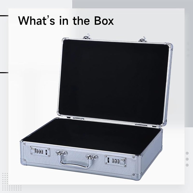 خزنة سفر محمولة مع قفل مركب مكون من 3 أرقام، من سبائك الألومنيوم باللون الفضي، مقاس 13.8 × 9.8 × 5.5 بوصة - Image 5