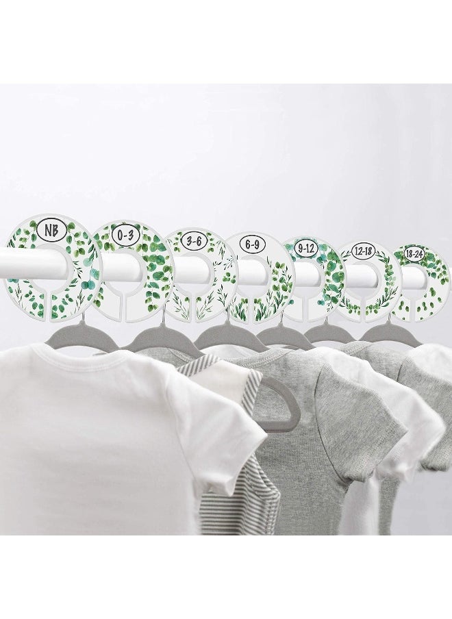 Little Miracles Baby Hangers and Closet Size Dividers - 7X Botanical Clothing Dividers with 20x Velvet Hangers for Baby Closets - Nursery Clothes Organizer - Eucalyptus Vines Leaf Plant Greenery Décor [Botanical]  - Image 2