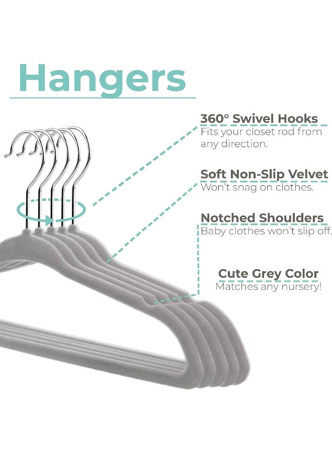 Little Miracles Baby Hangers and Closet Size Dividers - 7X Botanical Clothing Dividers with 20x Velvet Hangers for Baby Closets - Nursery Clothes Organizer - Eucalyptus Vines Leaf Plant Greenery Décor [Botanical]  - Image 4
