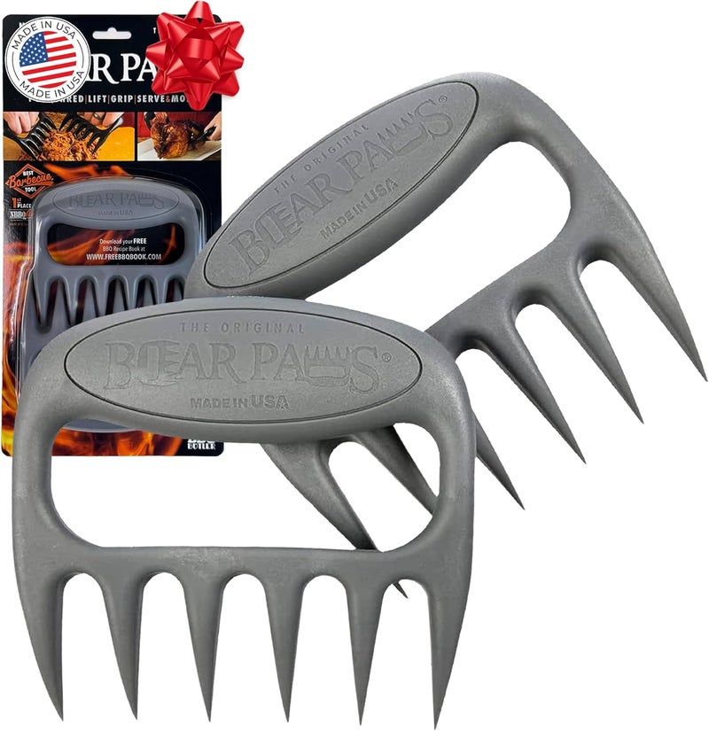 Bear Paws Meat Claws - The Original Meat Shredder Claws for Pulled Pork, USA Made - Easily Lift, Shred, Pull and Serve Pork, Chicken, Brisket and Turkey - Gift for Dad on Christmas! (Gray) - Image 1