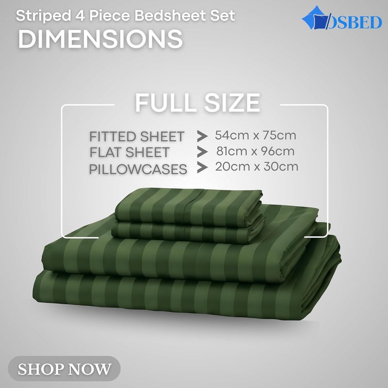 OSBED 4-Piece Striped Microfiber Bedding Collection - Sage Green, Full Size - Image 2