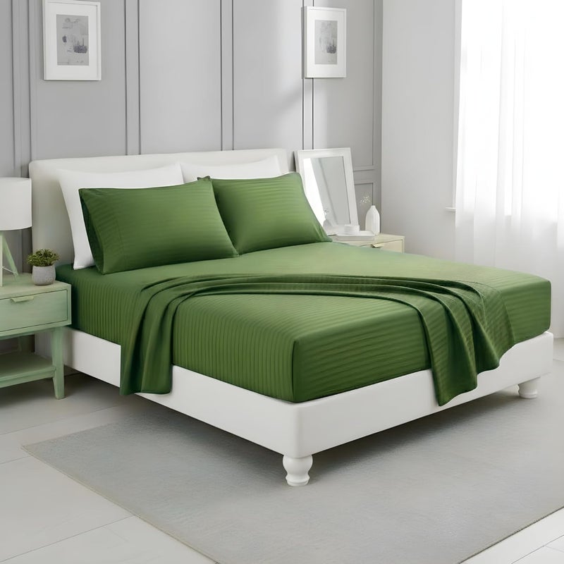 OSBED 4-Piece Striped Microfiber Bedding Collection - Sage Green, Full Size - Image 1