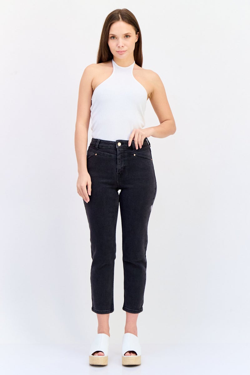 ONLY Women Straight Fit Washed Stretchable 30 Length Jeans, Black - Image 4