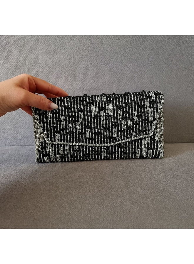 Women's Pearl Beaded Evening Clutch – Elegant Luxury Handbag for Weddings & Events - Image 2