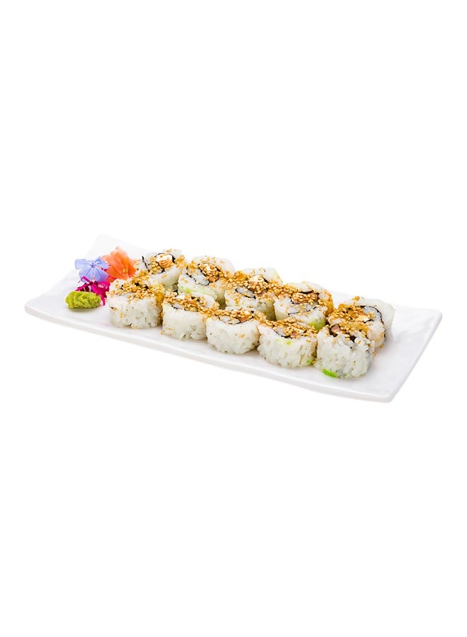 Restaurantware Voga 10.5 x 4.4 Inch Rectangle Serving Plates, 2 Break-Resistant Sushi Platters - Dishwashable, Elegant Plates For Appetizers, Entrees, or Desserts, White Melamine Restaurant Plates  - Image 2