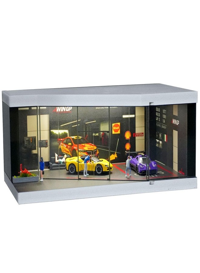 kivcmds kivmcds Display Case for Hot Wheels 1/64 Diecast Car Model Scene Parking Diorama Garage,Matchbox Toy Car Monster Trucks Storage Display Dustproof Stackable,Race Repair Shop - Image 1