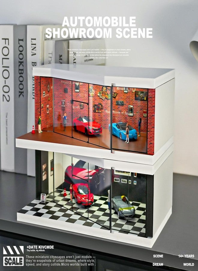 kivcmds kivmcds Display Case for Hot Wheels 1/64 Diecast Car Model Scene Parking Diorama Garage,Matchbox Toy Car Monster Trucks Storage Display Dustproof Stackable,Race Repair Shop - Image 2