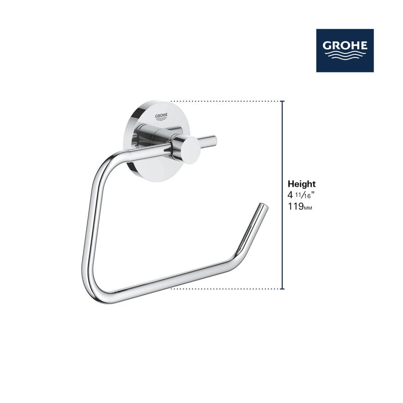 جروهي Grohe 40689001 Essentials حامل ورق التواليت المثبت على الحائط Chrome Chrome - Image 4
