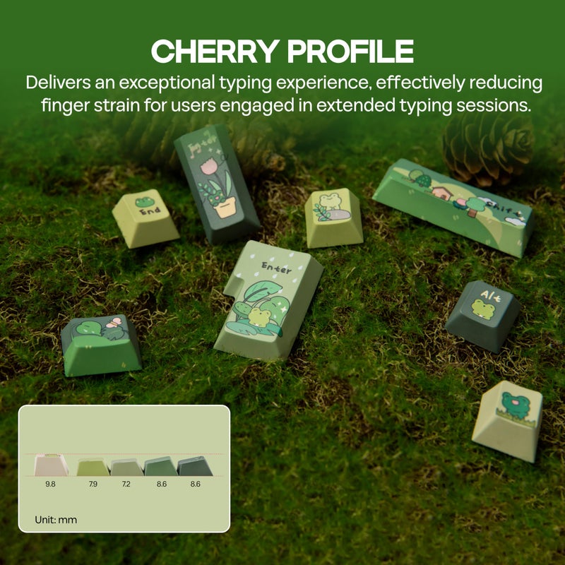 KiiBoom X Cosydiaries Rainy Froggy Day Keycap Set, 144 Keycaps, PBT Custom Keycaps for Mechanical Keyboard, Compatible with ANSI/ISO, 60%, 65%, 75%, TKL, Full-Sized Layout (Cherry Profile) - Image 4