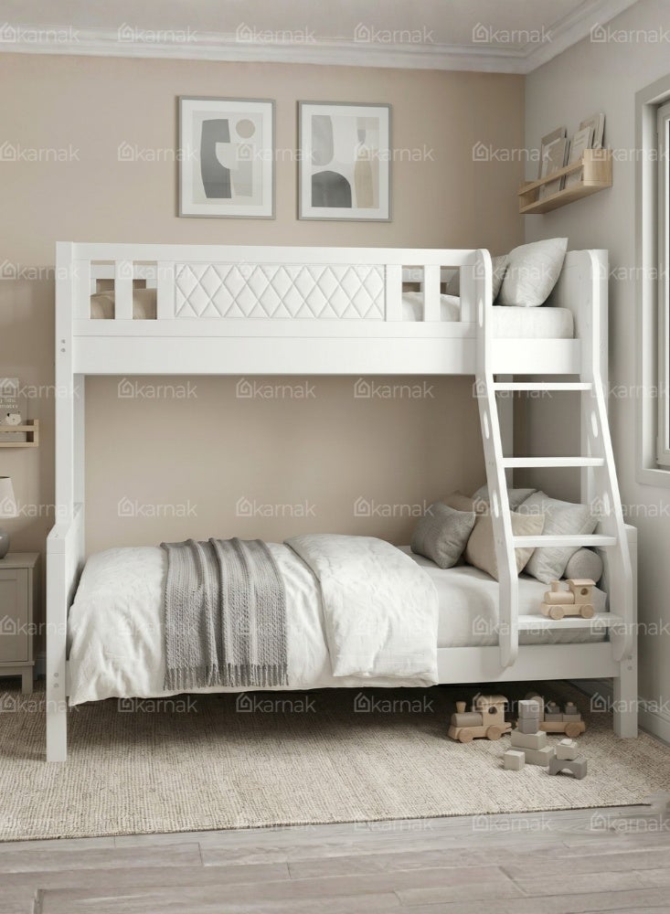 KARNAK Modern Noirvex Twin Bunk Bed Solid Wood with Ladder Guardrail Kids Bedroom Bed - Image 3