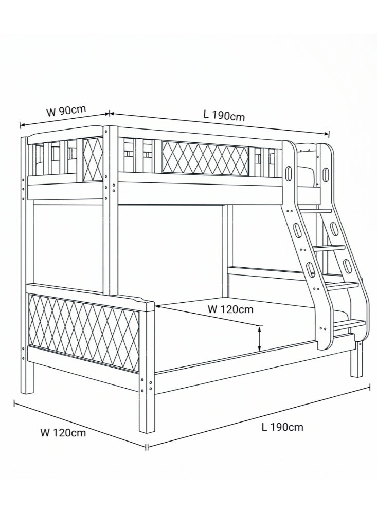 KARNAK Modern Noirvex Twin Bunk Bed Solid Wood with Ladder Guardrail Kids Bedroom Bed - Image 5