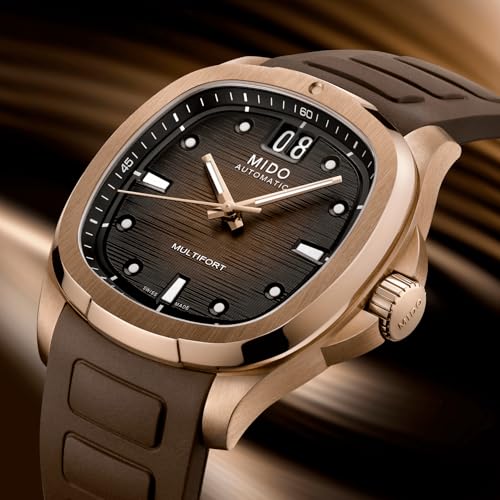 MIDO Multifort TV Big Date - Swiss Automatic Watch for Men - 40mm Case - Brown Dial - Brown Rubber Strap - M0495263729100 - Image 3