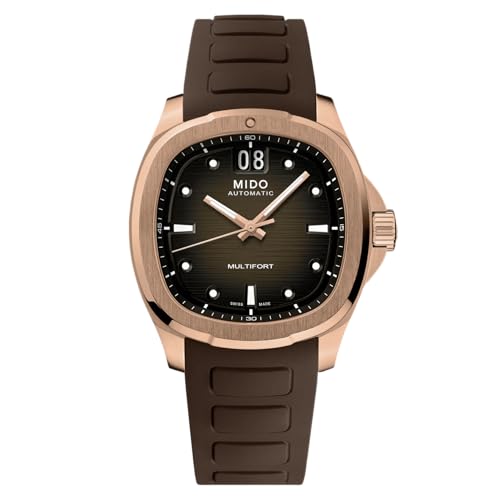 MIDO Multifort TV Big Date - Swiss Automatic Watch for Men - 40mm Case - Brown Dial - Brown Rubber Strap - M0495263729100 - Image 1