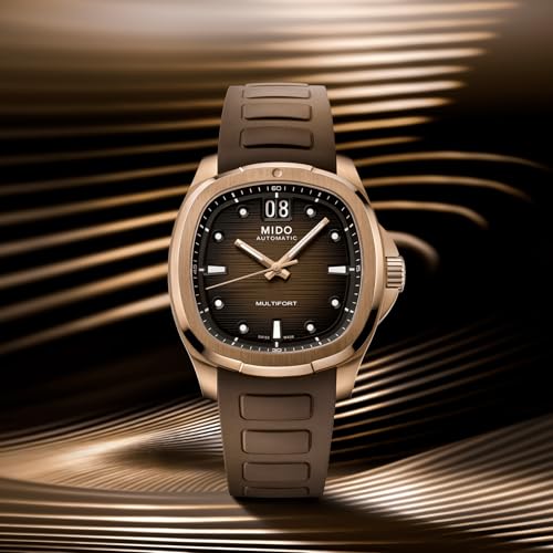 MIDO Multifort TV Big Date - Swiss Automatic Watch for Men - 40mm Case - Brown Dial - Brown Rubber Strap - M0495263729100 - Image 4