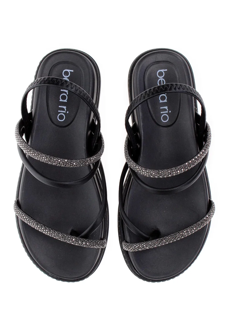 Beira Rio Black Flat Sandals for Women – Stylish & Comfortable Everyday Footwear for Women | Best Price UAE
