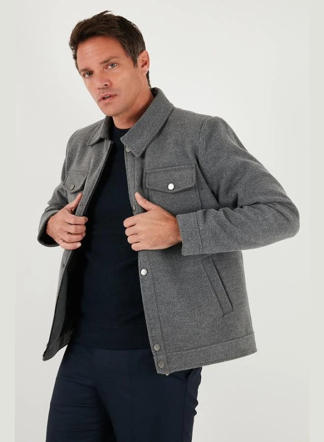 Buratti  Buratti Slim Fit Jacket Collar Lined Cashmere Coat Men's COAT 58400347 for Men | Best Price UAE