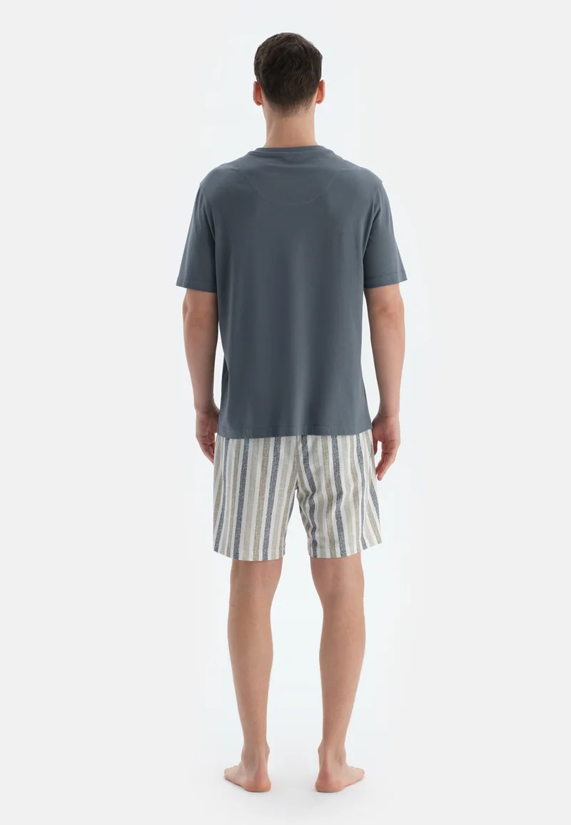 dagi Mid Rise Blue Crew Neck Cotton Blend T-shirt & Shorts Nightwear Set