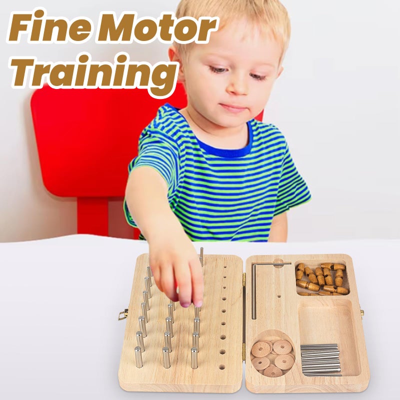 Wooden Pegboard for Finger Dexterity, 36-Hole Hand Therapy Peg Board with Multifunctional Test Kit to Improve Fine Motor Skills and Finger Dexterity - Image 3