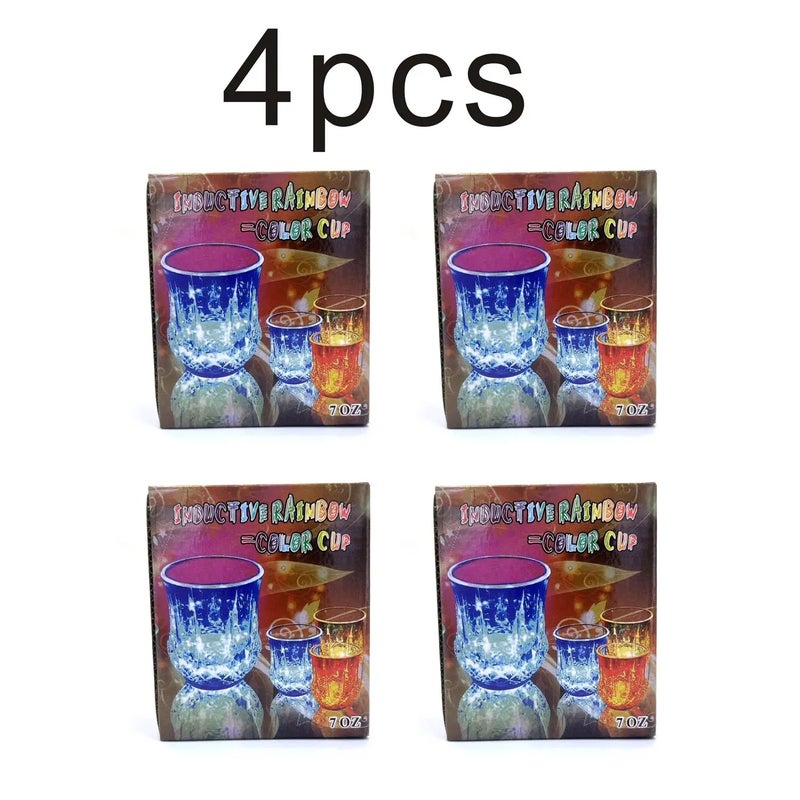 Father's Day Gift 2-4-6Pack Liquid Activated LED Flash Crystal Drink Set, Multicolor Water-Activated Auto-Light-Up Glowing Plastic Tumblers for Bar Party Decor, Festive Gift for Christmas Thanksgiving (Plastic Construction）Decorative Light-Up Cup