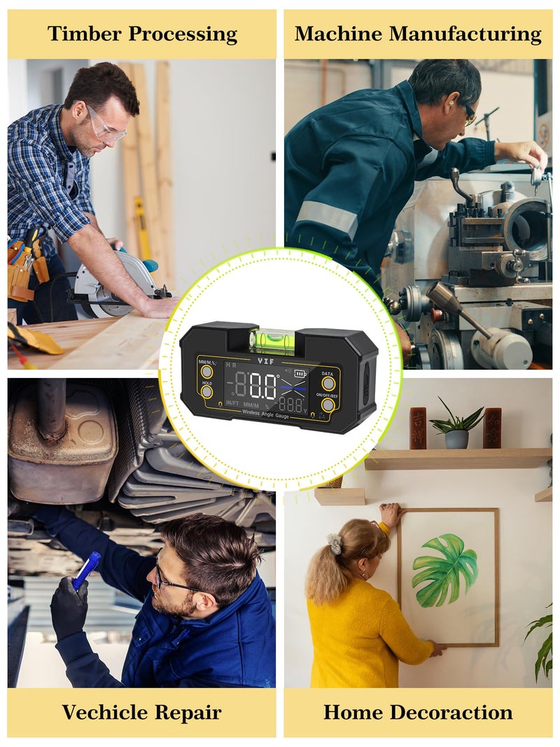 YIF Wireless Digital Angle Finder Tool with Dual Axis, Digital Level with Slope Percentage - Magnetic Angle Finder with Clear Display & Digital Protractor for Absolute & Relative Measurement - Image 3