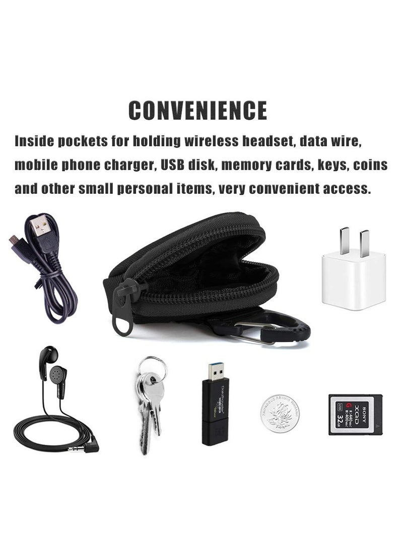 SOLARAE Outdoor Circle Key Holder Case - Small Zipper Coin Purse & Keychain Wallet, EDC Pouch for Military Gear, Change Wallet, Wireless Headset Pack - Set of 3 Pieces - Image 4