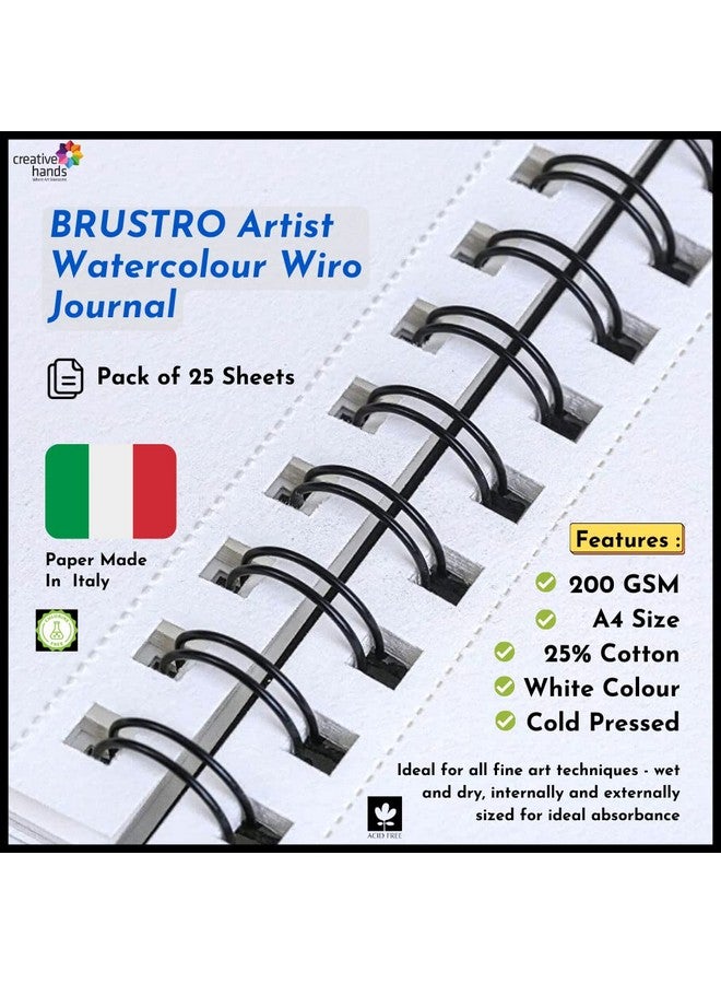 بروسترو مجلة فنان BRUSTRO بألوان مائية مصنوعة من القطن بنسبة 25%، مضغوطة على البارد، 200 جرام لكل متر مربع، مقاس A4-25 ورقة - Image 2