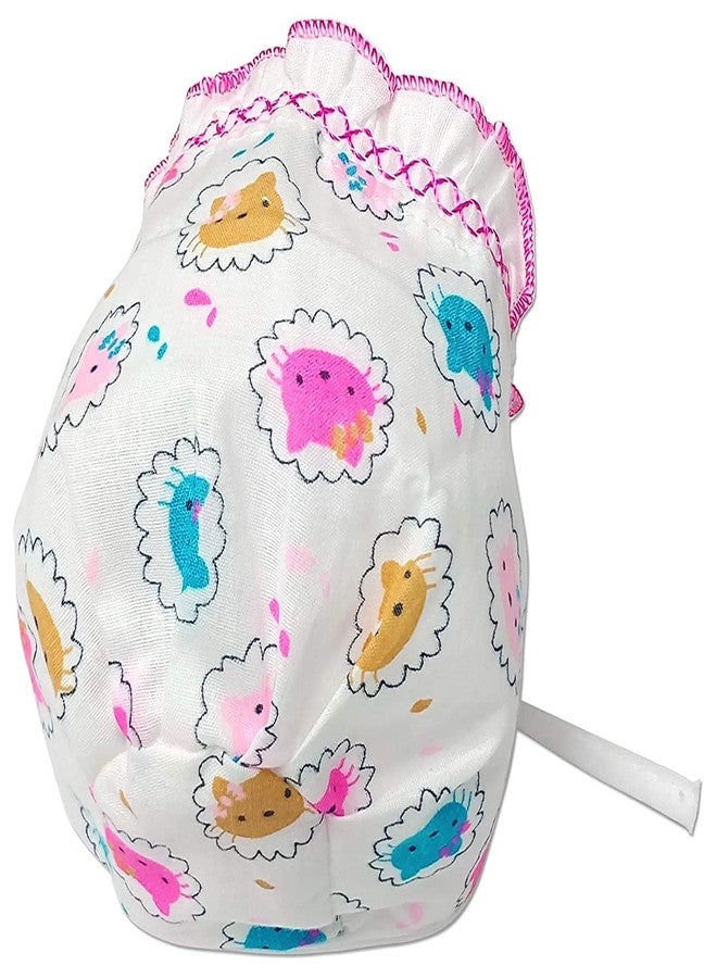 MammaChamp Soft Pure Cotton Printed Cap/Hat/Topi with Tie Knot and Bonnet for Unisex Baby 0-6 Months, Pack - 5 White - Image 2