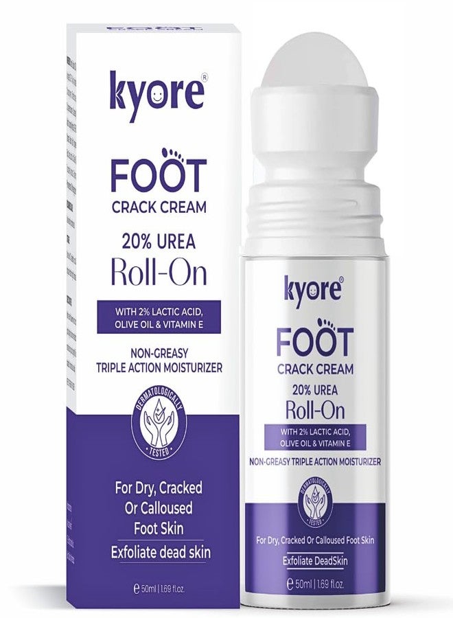 Kyore 20% Urea Foot Cream Roll On 50ml | For Dry & Cracked Heels | With 2% Lactic Acid, Olive Oil & Vitamin E | Helps Repair and Moisturise Cracked Heels - Image 1