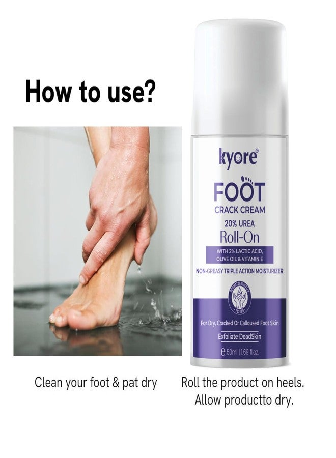Kyore 20% Urea Foot Cream Roll On 50ml | For Dry & Cracked Heels | With 2% Lactic Acid, Olive Oil & Vitamin E | Helps Repair and Moisturise Cracked Heels - Image 5
