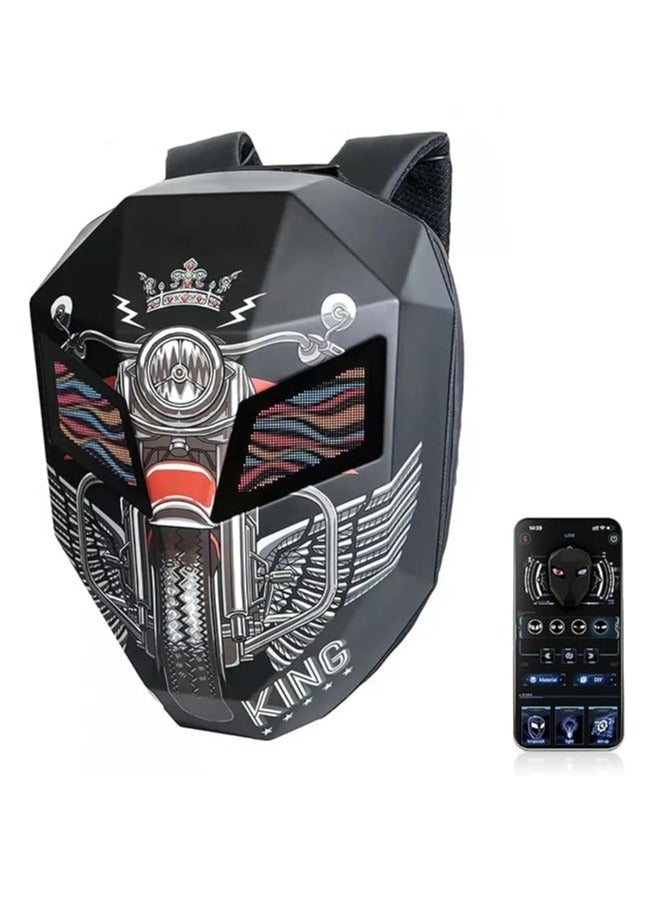 Crelander Motorcycle Backpack for Men, Large Capacity Backpack with USB Port, LED Light, 3D Waterproof Carbon Fiber Hard Shell, Programmable Digital Color Display - Image 1