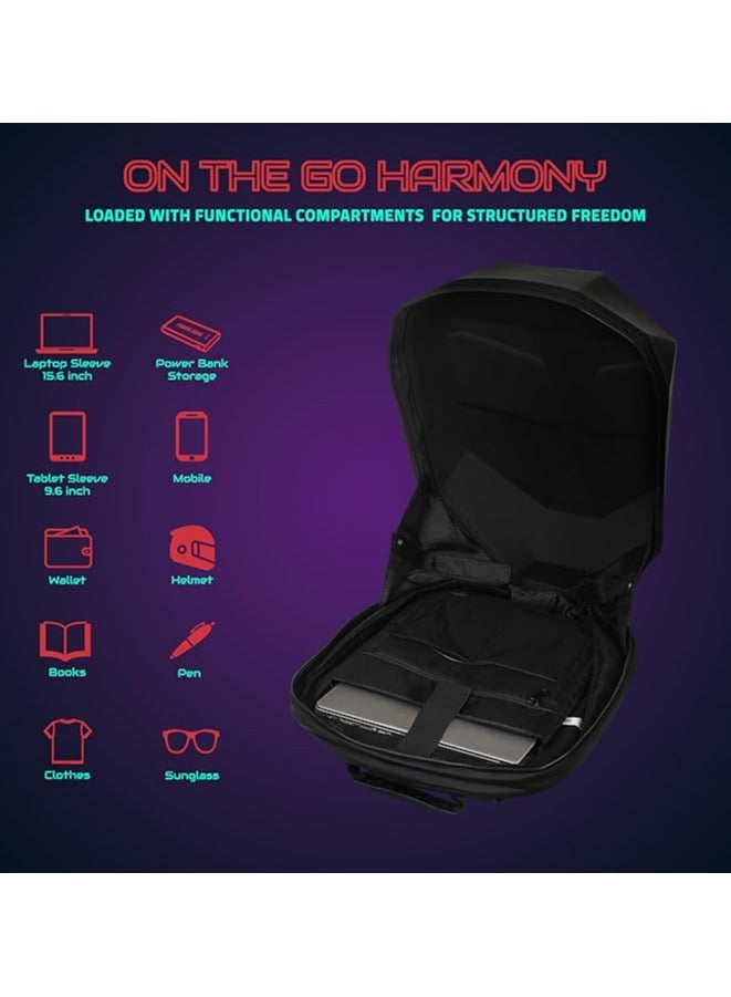 Crelander Motorcycle Backpack for Men, Large Capacity Backpack with USB Port, LED Light, 3D Waterproof Carbon Fiber Hard Shell, Programmable Digital Color Display - Image 5