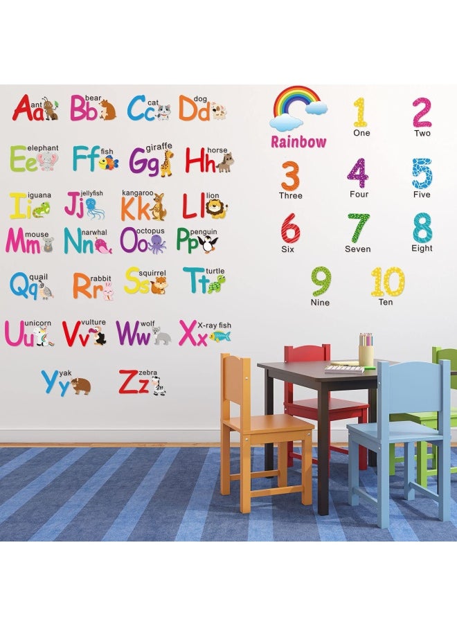 Outus 6 Sheets Alphabet Number Color Weather Learning Educational Wall Decals Peel And Stick Alphabet Wall Stickers Educational Classroom Stickers For Kids Playroom Bedroom Decorations  - Image 4