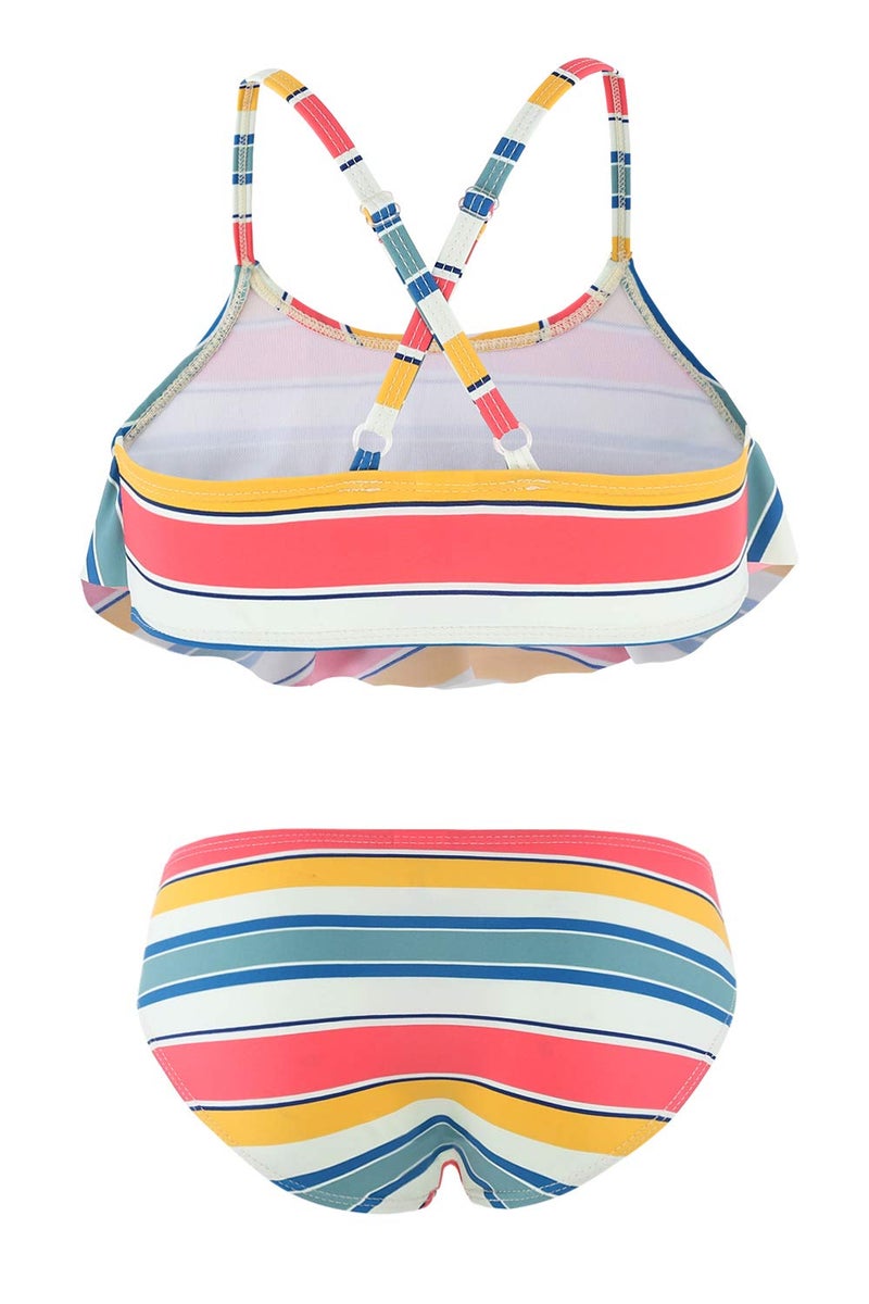 HowJoJo Big Girls Two Piece Bikini Swimsuits Striped Ruffle Swimwear Falbala Bathing Suit Set Size 14 - Image 2