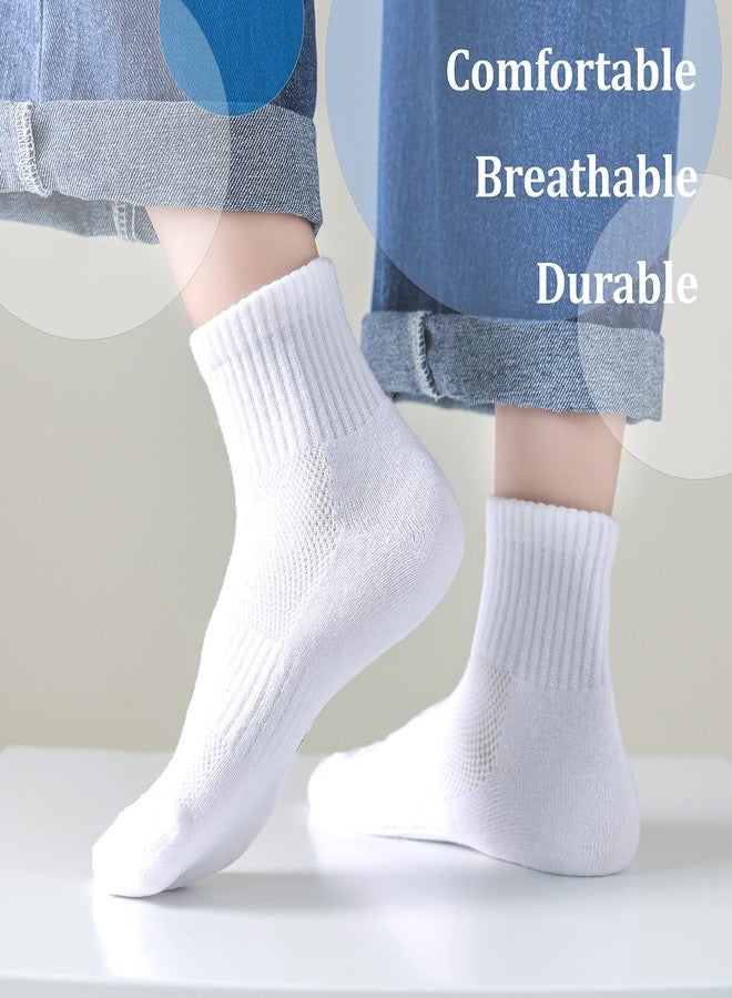 Marchare Boys White Socks Athletic Cushioned Socks 10-14 Years Cotton Ankle Sock White 6 Pairs - Image 4