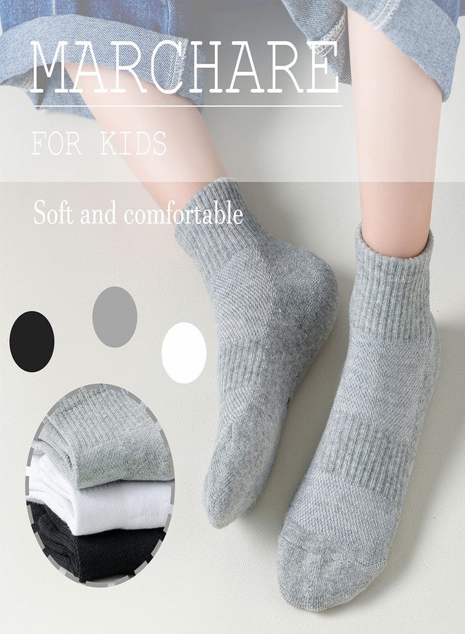 Marchare Boys White Socks Athletic Cushioned Socks 10-14 Years Cotton Ankle Sock White 6 Pairs - Image 2